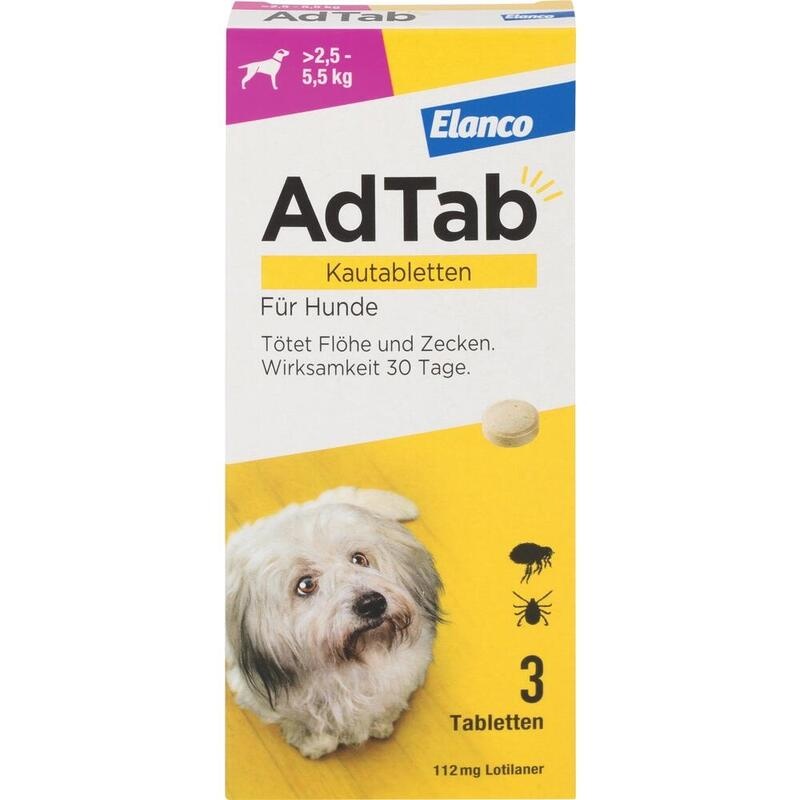 ADTAB 112 mg Kautabletten für Hunde >2,5—5,5 kg